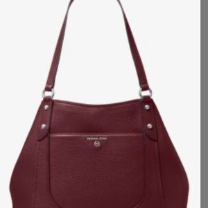 Michael Kors Molly merlot Pebble Leather Large Shoulder Tote Bag
